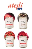 4 Adet Doğal Özel Seri Kokulu Dekoratif Kavanoz Mum 4X210 cc - Ateşli Set - RYL - 1