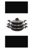 KLASİK ÇİFT KULP KAPAKLI SİYAH GÜMÜŞ GRANİT OMLET/SAHAN TAVA SETİ 18-20-22 CM - 2
