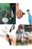 3'ü 1 Arada Kaşık Çatal Bıçak Açacak Takımı Katlanabilir ve Ayrılabilir Kamp Yemek Outdoor Seti - 1