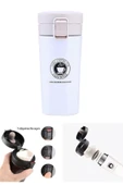 12 Saate Kadar Sıcak Soğuk Tutma Filtreli Çift Katmanlı 2 Adet Siyah Beyaz İnox Mug Termos  380ML - 3