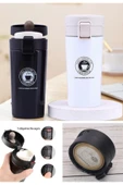 12 Saate Kadar Sıcak Soğuk Tutma Filtreli Çift Katmanlı 2 Adet Siyah Beyaz İnox Mug Termos  380ML - 1
