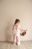 Pembe Çizgili Sırt Detaylı Müslin Takım - 4