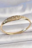 Pirinç Gold Renk Zirkon Taşlı Yıldız İşlemeli Kadın Kelepçe - TJ-BB6922 - 1
