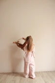 Pembe Çizgili Sırt Detaylı Müslin Takım - 2