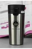 12 Saate Kadar Sıcak Soğuk Tutma Filtreli Gri Mug Termos 380 ML Çift Katmanlı Kamp Termosu SUS 304 - 1