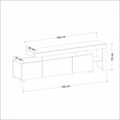 İNARCH DİZAYN Beliz Led Işıklı Tv Ünitesi, Tv Sehpası, Raflı, Antik Ceviz - 5