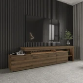 İNARCH DİZAYN Beliz Led Işıklı Tv Ünitesi, Tv Sehpası, Raflı, Antik Ceviz - 1