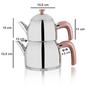Schafer Alexa Çaydanlık Takımı Rosegold Renk Kulplu Aile Boy Çaydanlık Takımı - 3