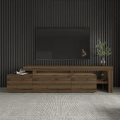 İNARCH DİZAYN Beliz Led Işıklı Tv Ünitesi, Tv Sehpası, Raflı, Antik Ceviz - 2