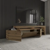 İNARCH DİZAYN Beliz Led Işıklı Tv Ünitesi, Tv Sehpası, Raflı, Antik Ceviz - 3