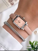 Daniel Klein Minimalist Model Deri Kordon 3 Atm Suya Dayanıklı Özel Tasarım Kadın Kol Saat+Bileklik VS.BLKT.0439 - 1