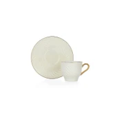 Glossy 6 Kişilik Kahve Fincan Takımı Porselen Beyaz/Yeşil Kombin Takım - 4