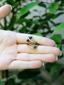 Doğal Taş 3'lü Ametist Doğal Taşlı Ayarlanabilir Kadın Yüzük euy66amt thumbnail 3