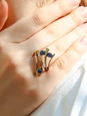 Doğal Taş 3'lü Apatit Doğal Taşlı Ayarlanabilir Kadın Yüzük euy66ap thumbnail 1