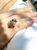 Doğal Taş 3'lü Apatit Doğal Taşlı Ayarlanabilir Kadın Yüzük euy66ap thumbnail 2