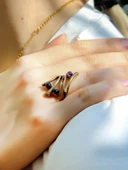 Doğal Taş 3'lü Ametist Doğal Taşlı Ayarlanabilir Kadın Yüzük euy66amt thumbnail 1