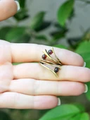 Doğal Taş 3'lü Garnet Doğal Taşlı Ayarlanabilir Kadın Yüzük euy66g thumbnail 3