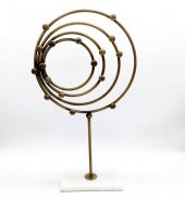 Crearthome Mermerli Eskitme Gold Halka Dekor Küçük 15x26x46 cm - 1