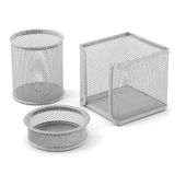 Mas Masa Seti Ataşlık-Kağıtlık-Kalemlik 3 LÜ Metal Perforeli Silver 505 - 1