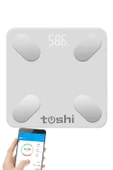 toshi Akıllı Dijital Baskül Yağ Su Kas Vücut Kitle Endeksi Kilo Ölçer Tartı Bluetooth Destekli - 1