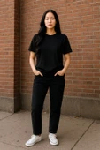 Regular Kalıp Kadın - Erkek Unisex Basic Tişört Siyah - 2