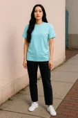 Regular Kalıp Kadın - Erkek Unisex Basic Tişört Turkuaz - 1