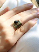 Doğal Taş Oniks Doğal Taşlı Ayarlanabilir Antik Kadın Yüzük euy68o thumbnail 2