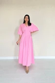 Pembe Pileli Uzun Elbise - 2