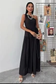 Tek Omuzlu Pile Detay Maxi Elbise 2895 - 5