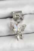 316L Çelik Sallantılı Zirkon Taşlı Kelebek Model Gümüş Renk Nomination Charm - TJ-BC1458 - 1