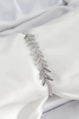 Pirinç Gümüş Renk Zirkon Taşlı Balık Sırtı Kadın Bileklik - TJ-BB7069 - 1