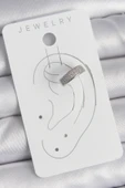 Pirinç Gümüş Renk Zirkon Taşlı Kıkırdak Model Kadın Küpe - TJ-BKP10552 - 2