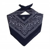 ÜKB-LACİVERT ŞAL DESEN DAMLA TASARIM KARE BANDANA - 1