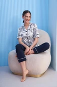 Miss Klein Kadın Büyük Beden Gömlek Yaka Pamuklu Likralı Kısa Kol Pijama Takımı 1133 - 1 Adet  Beyaz 3XL - 1