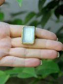 Kedi Gözü Cam Kadın Ayarlanabilir Altın Kaplama Yüzük Beyaz euy69b thumbnail 3