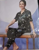 Miss Klein Kadın Büyük Beden Gömlek Yaka Pamuklu Likralı Kısa Kol Pijama Takımı 1138 - 1 Adet  XL Siyah - 1