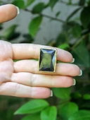 Kedi Gözü Cam Kadın Ayarlanabilir Altın Kaplama Yüzük Siyah euy69s thumbnail 3