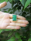 Kedi Gözü Cam Kadın Ayarlanabilir Altın Kaplama Yüzük Koyu Yeşil euy69ky thumbnail 3