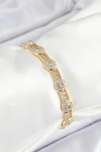 Pirinç Greg Model Zirkon Taşlı Gold Renk VİP Seri Kadın Bileklik - 1