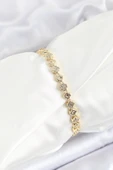 Pirinç Yonca Model Zirkon Taşlı Gold Renk VİP Seri Kadın Bileklik - 1