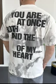 Erkek Oversize Ön ve Arka Kabartmalı Slogan Baskılı Tişört Beyaz Edw368 - 6