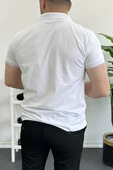 Erkek Slim Fit Düz Renk Pamuklu Soft Polo Tişört Beyaz Edw365 - 3