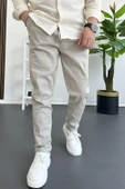 Erkek Dar Paça Jogger Pantolon Bej Edw384 thumbnail 2