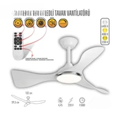 40 Watt, 3 Işık Modlu, 6 Kademeli, Kumandalı, Çok Şık ve Kaliteli Tavan Vantilatörü Ledli Vantilatör - 6