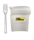Kullan AT Lüks Sert Plastik Şeffaf Çatal (1Pk - 100 adet) - 1