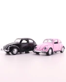Sevgiliye Eşe Sürpriz Nostaljik Hediye 2 Adet Siyah Pembe Metal Vosvos Araba Dıe Cast Büyük Boy 12CM - 4