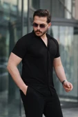Erkek Kısa Kollu örme Kumaş Pamuklu Gömlek - 2