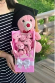 Mezuniyet Hediyesi:  Mezun Peluş Ayıcık & Pembe Ayıcık Buketi - 5
