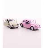 Sevgiliye Eşe Sürpriz Nostaljik Hediye 2 Adet Beyaz Pembe Metal Vosvos Araba Dıe Cast Büyük Boy 12cm - 4