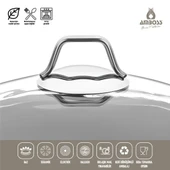 Amboss Dark Cam Kapaklı 24 cm Derin Titanyum Kaplama Granit Tencere - 5